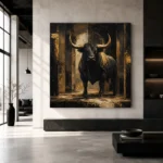 Golden Bull Black & Gold Wall Art Canvas Print - Image 5