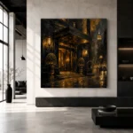 Noir Hotel Entrance Black & Gold Wall Art Canvas Print - Image 5
