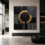 Golden Halo Geometry Black & Gold Wall Art Canvas Print - Image 5
