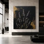 Golden Lavender Botanical Black & Gold Wall Art Canvas Print - Image 5