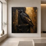 Golden Raven Black & Gold Wall Art Canvas Print - Image 6