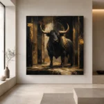 Golden Bull Black & Gold Wall Art Canvas Print - Image 6