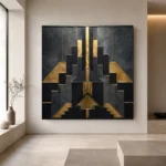 Art Deco Sunburst Black & Gold Wall Art Canvas Print - Image 6