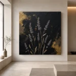 Golden Lavender Botanical Black & Gold Wall Art Canvas Print - Image 6