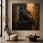 Golden Raven Black & Gold Wall Art Canvas Print - Image 7