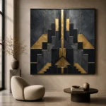 Art Deco Sunburst Black & Gold Wall Art Canvas Print - Image 7