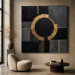 Golden Halo Geometry Black & Gold Wall Art Canvas Print - Image 7