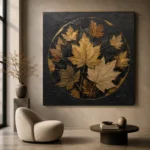 Golden Maple Leaves Botanical Black & Gold Wall Art Canvas Print - Image 7