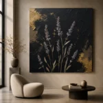 Golden Lavender Botanical Black & Gold Wall Art Canvas Print - Image 7
