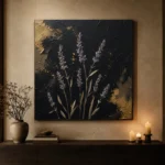 Golden Lavender Botanical Black & Gold Wall Art Canvas Print - Image 8