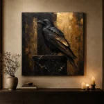 Golden Raven Black & Gold Wall Art Canvas Print - Image 8