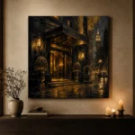 Noir Hotel Entrance Black & Gold Wall Art Canvas Print - Image 8