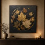 Golden Maple Leaves Botanical Black & Gold Wall Art Canvas Print - Image 8