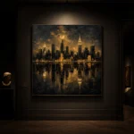 Reflected Skyline Black & Gold Wall Art Canvas Print - Image 9