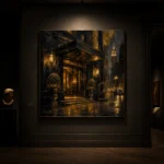 Noir Hotel Entrance Black & Gold Wall Art Canvas Print - Image 9
