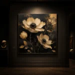Golden Anemone Botanical Black & Gold Wall Art Canvas Print - Image 9