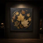 Golden Maple Leaves Botanical Black & Gold Wall Art Canvas Print - Image 9
