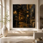 Noir Hotel Entrance Black & Gold Wall Art Canvas Print - Image 10