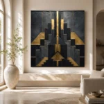 Art Deco Sunburst Black & Gold Wall Art Canvas Print - Image 10