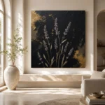 Golden Lavender Botanical Black & Gold Wall Art Canvas Print - Image 10