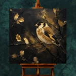 Golden Finch Black & Gold Wall Art Canvas Print - Image 2