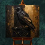 Golden Raven Black & Gold Wall Art Canvas Print - Image 2