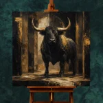 Golden Bull Black & Gold Wall Art Canvas Print - Image 2
