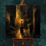 Courtyard Lantern Black & Gold Wall Art Canvas Print - Image 2