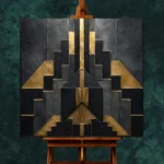 Art Deco Sunburst Black & Gold Wall Art Canvas Print - Image 2