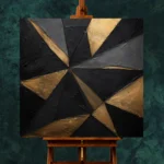 Angular Prism Black & Gold Wall Art Canvas Print - Image 2
