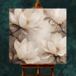 Four Ivory Blossoms Magnolia Wall Art Canvas Print - Image 2