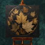Golden Maple Leaves Botanical Black & Gold Wall Art Canvas Print - Image 2