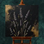 Golden Lavender Botanical Black & Gold Wall Art Canvas Print - Image 2