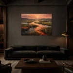 Premium Wall Art Yatay Html Edition – ABSTRACTNW2002 shown in a warm modern interior