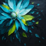 Cyan & Lime colorful abstract art print featuring radiant abstract floral forms with vibrant layered cyan, lime, and teal tones for sophisticated interiors