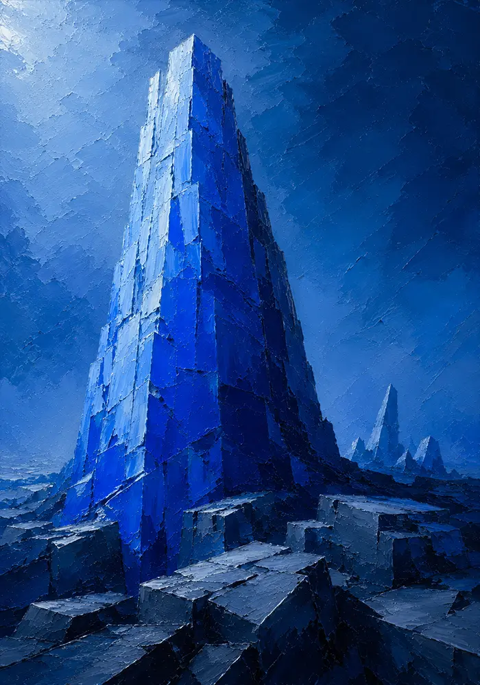Cobalt Monolith Blue Abstract Art Cobalt Editorial Art Print