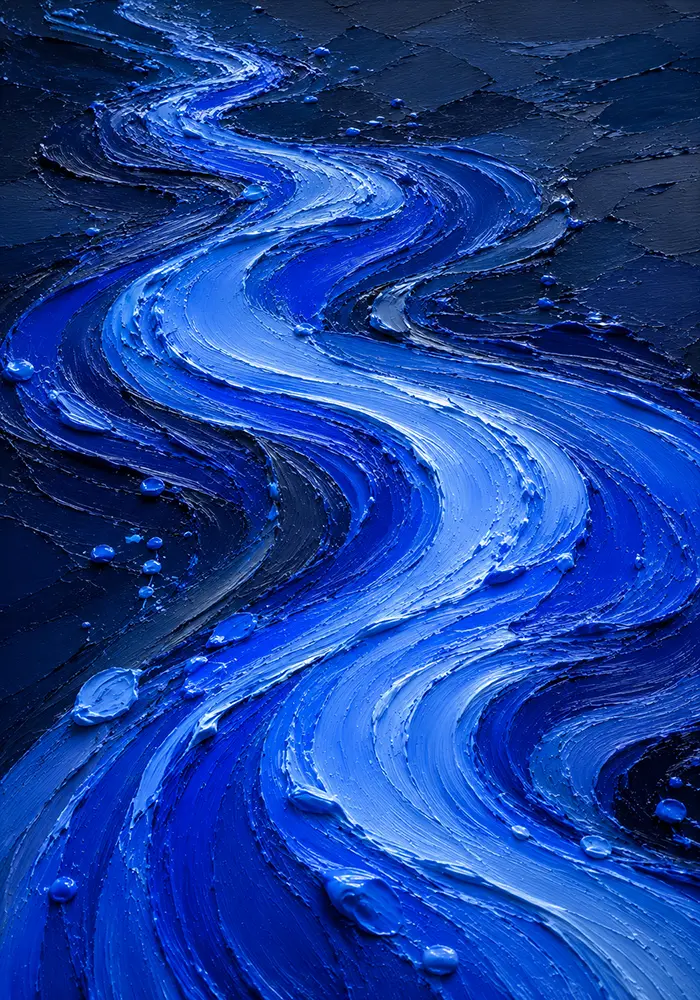 Azure Current Blue Abstract Art Cobalt Editorial Art Print