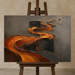 Premium Wall Art Yatay Html Edition – ABSTRACTNW2029 displayed on a studio easel