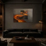 Premium Wall Art Yatay Html Edition – ABSTRACTNW2029 shown in a warm modern interior
