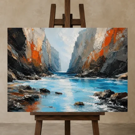 Premium Wall Art Yatay Html Edition – ABSTRACTNW2044 displayed on a studio easel