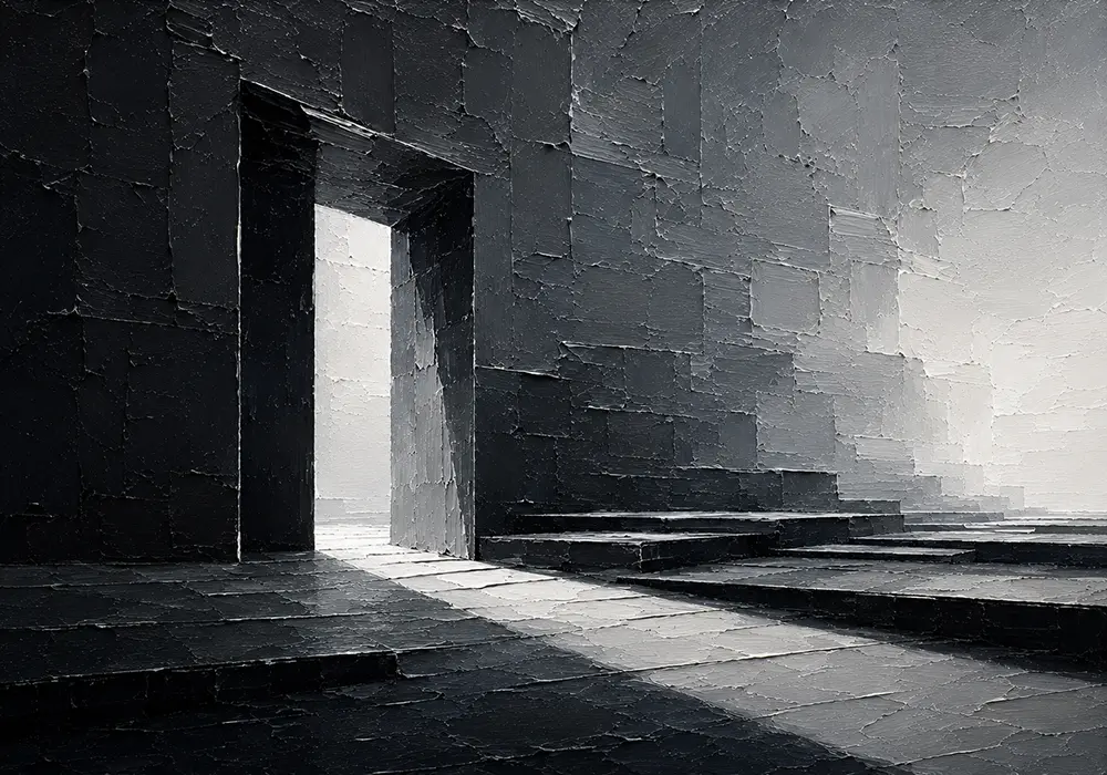 Graphite Passage Black And White Modern Art Graphite Museum Art Print