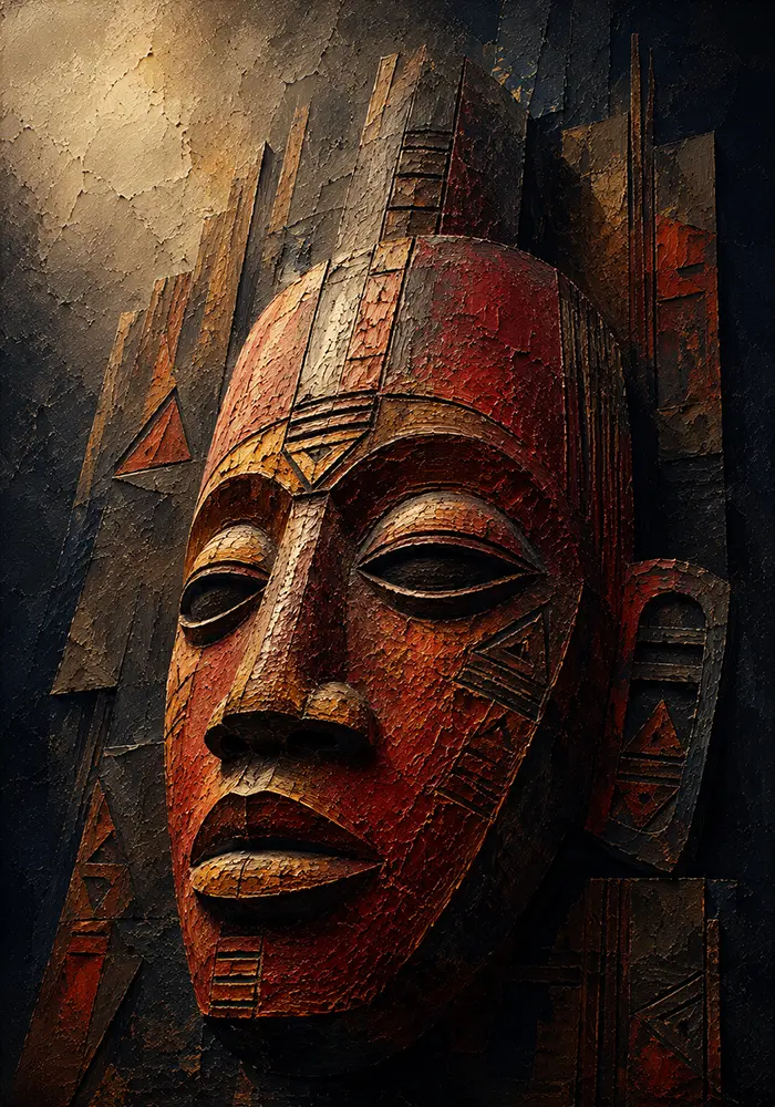 Ancestral Ember Abstract African Artwork Rust Red Gallery Art Print