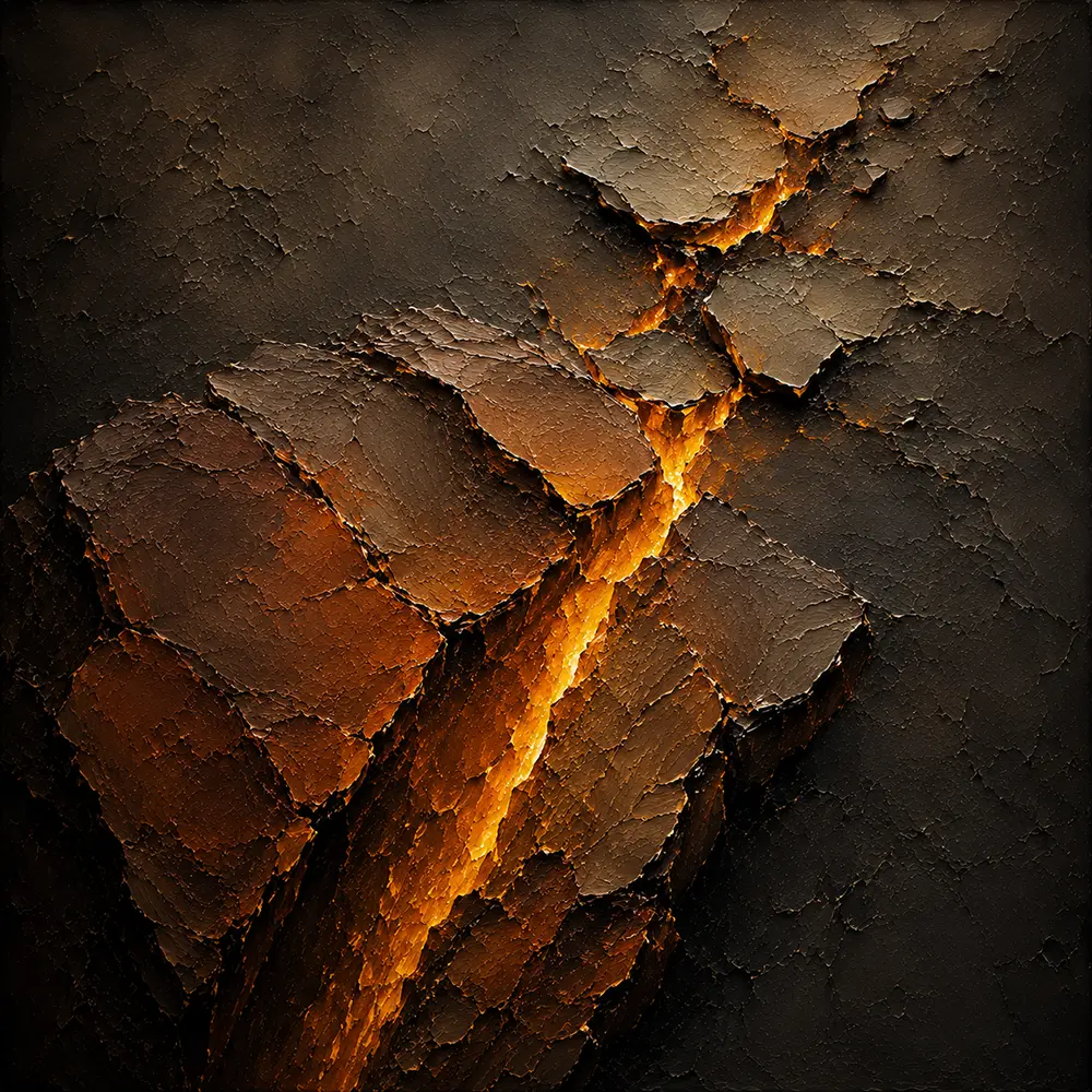 Bronze Fault Textured Abstract Painting Art Print