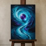 Premium Wall Art Dikey Html Edition – ABSTRACTNW2110 displayed on a studio easel
