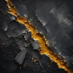 Charcoal and gold black and gold abstract wall art print featuring a radiant golden fissure with layered painterly textures for elegant interiors