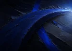 Midnight Navy Luxe navy abstract wall art featuring a sweeping navy arc with a vivid cobalt line for elegant contemporary interiors
