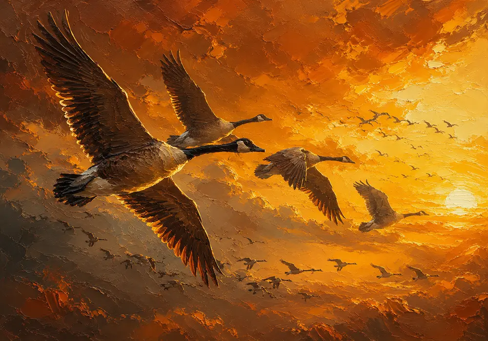 Bronze Migration Goose Wall Art Honey Bronze Art Print