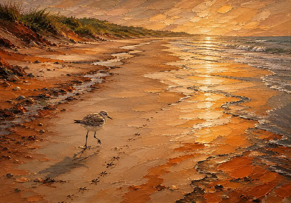 Coastal Traces Sandpiper Wall Art Clay & Moss Art Print