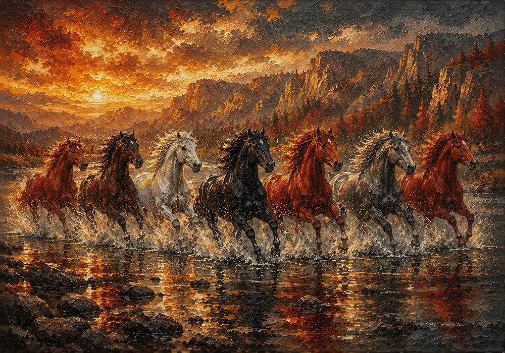 Ember Velocity Running Horses Wall Art Rust Red Gallery Art Print