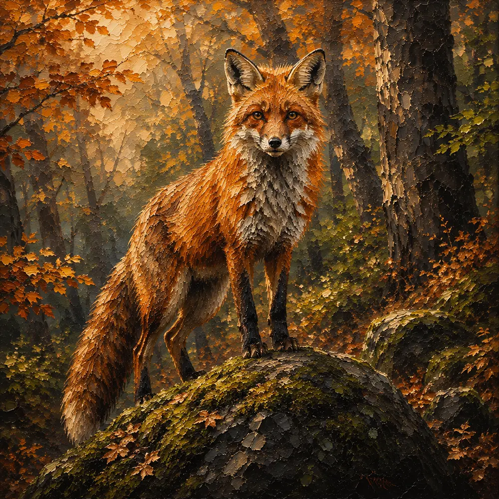 Amber Whisper Fox Wall Art Clay & Moss Art Print